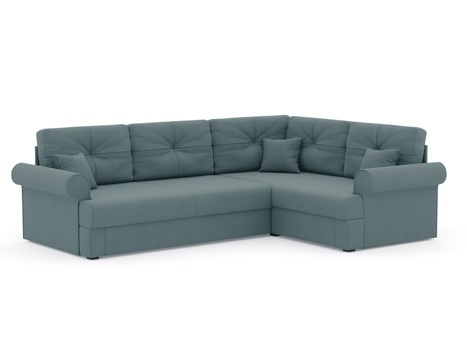 Диваны угловые в гостиную, Диван-кровать угловой Мирта дельфин, велюр