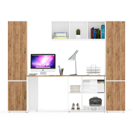 Два пенала серии Лидер-8 МД 22Б и МД 21Б и компьютерный рабочий стол с полкой для книг