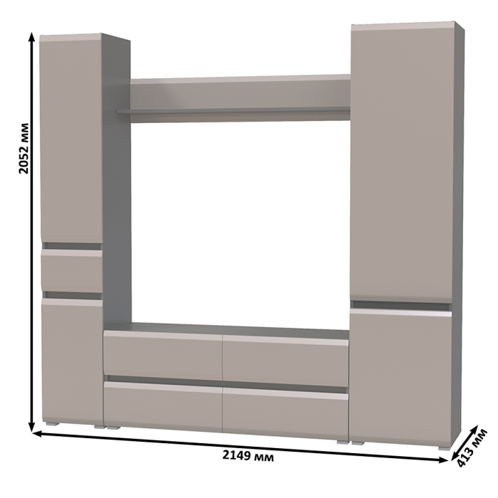Стенки для гостиной, Тумба для ТВ Сидней в комплекте с полочкой шкафом с ящиком и шкафом с дверкой