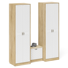 Два шкафа с дверками и обувница с сиденьем П-6 № 07 МДФ фрезеровка ромб