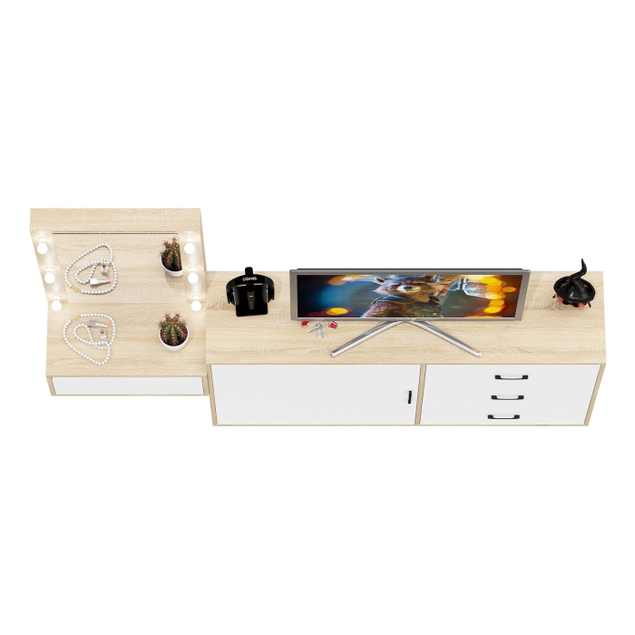 Туалетные столики, Стол косметический навесной с подсветкой и комод 122-1504