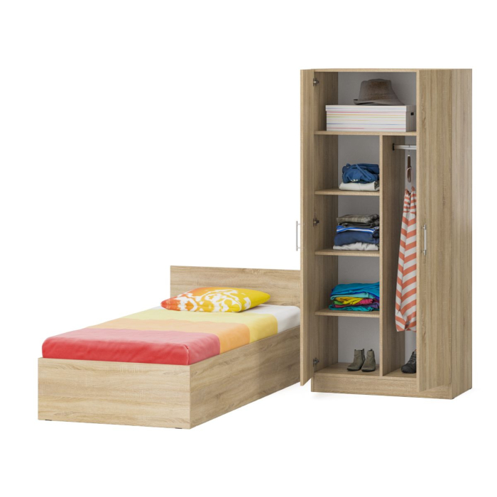 Спальные гарнитуры, Кровать односпальная 900 со шкафом для одежды 2-х створчатым Стандарт