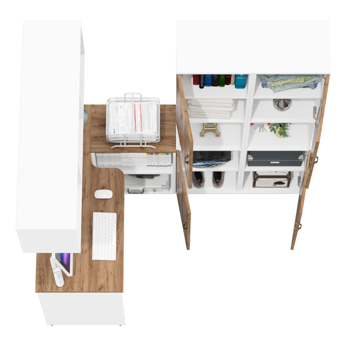 Домашние кабинеты, Уголок для школьника Лидер-8 из стола-трансформера с полкой и двумя пеналами