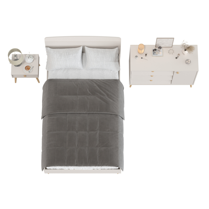 Спальные гарнитуры, Кровать Афина 1200 полутораспальная с комодом и тумбочкой