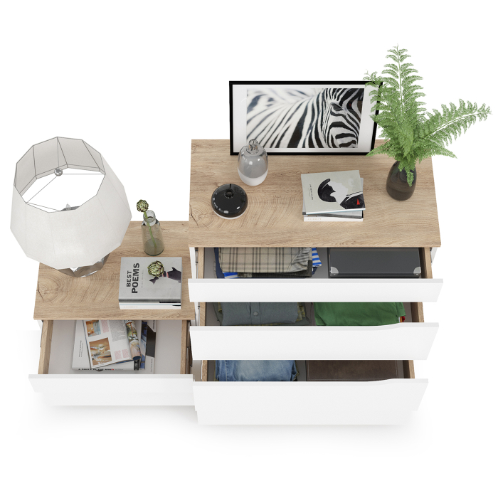 Комоды, Тумба с комодом Муссон белый/дуб эндгрейн элегантный