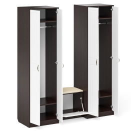 Два шкафа с дверками и обувница с сиденьем П-6 № 07 МДФ фрезеровка прованс