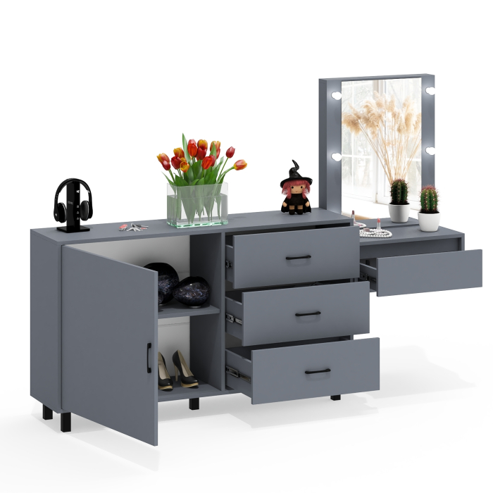 Туалетные столики, Стол косметический навесной с подсветкой и комод 122-1504