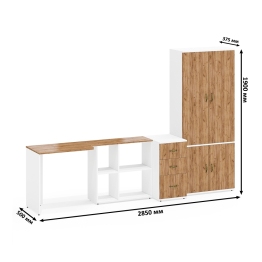 Тумбочка для бумаг три ящика Лидер-8 и стол с бельевым шкафом 20Б