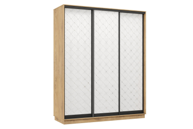 Шкаф-купе Премьер 24  (01РБ;01РБ;01РБ) фасады ромб белый/трёхдверный/Профиль чёрный муар