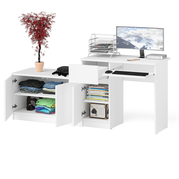 Прямые компьютерные столы, Компьютерный стол ящик и дверка Мори МС-1 левый с широкой тумбой 900